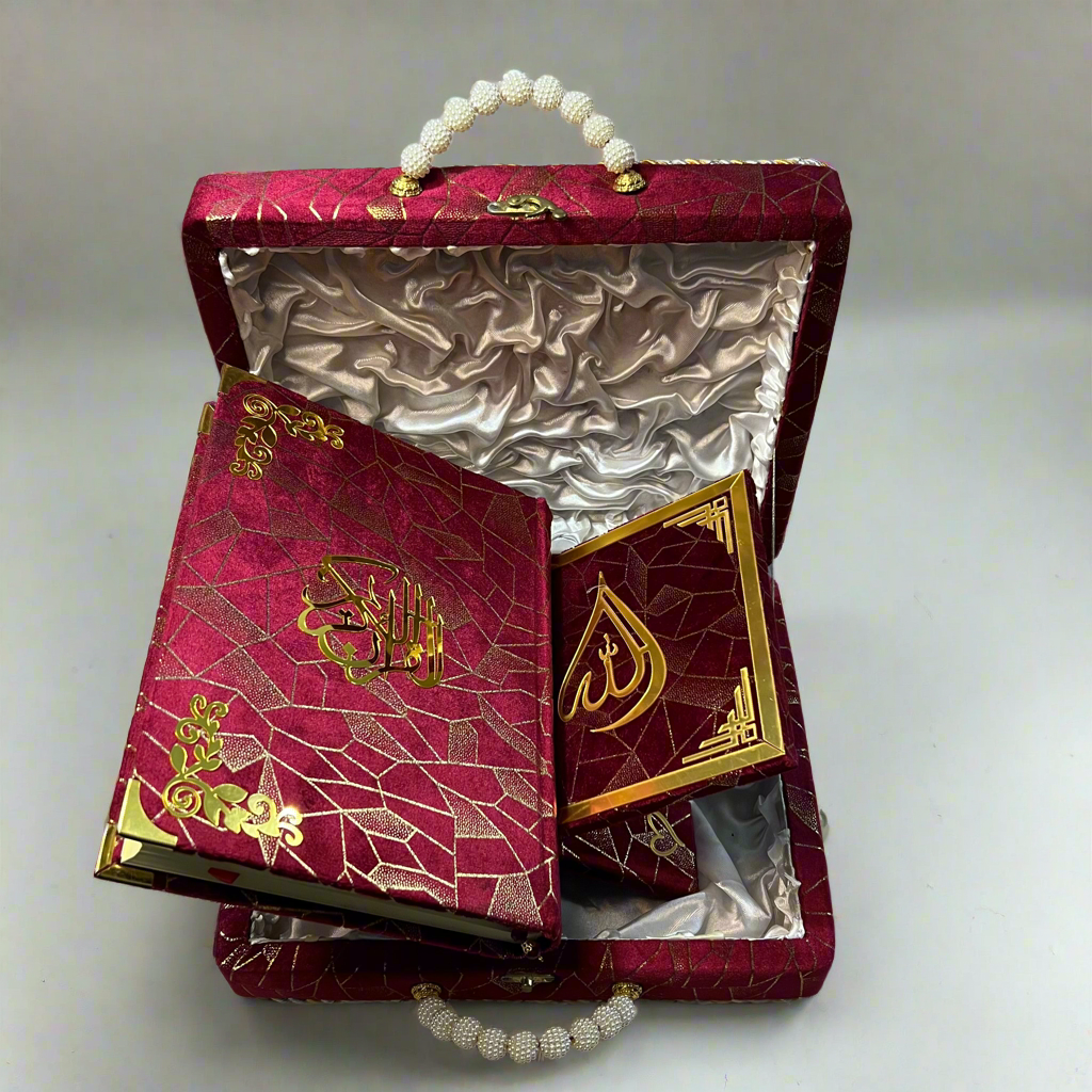 Luxury Quran Gift Set – Elegant Velvet Box with Rahail