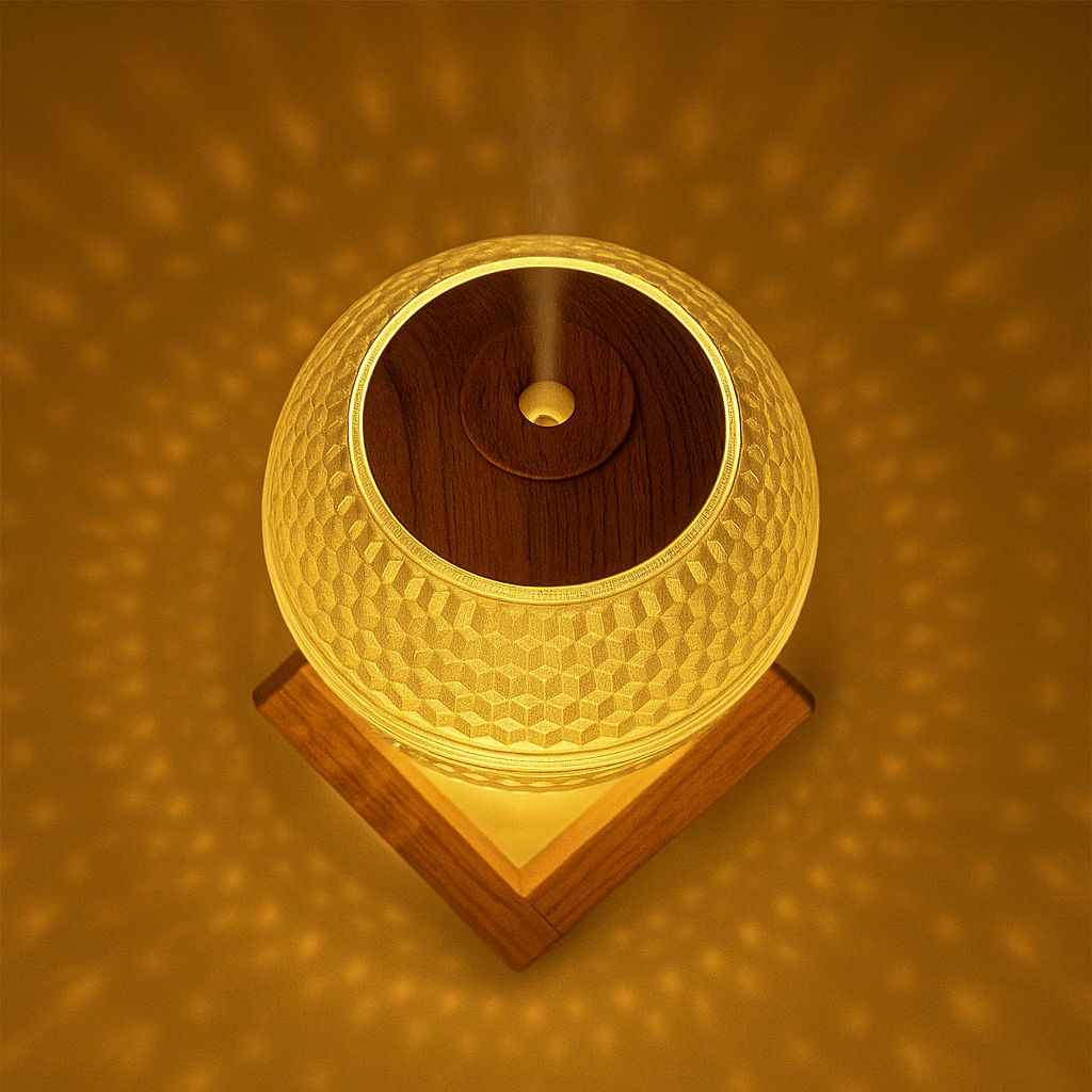 Crystal ball humidifier with color changing LED lights